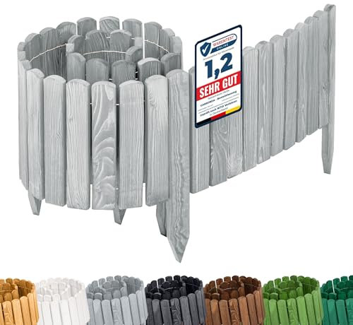 Garronda Rasenkante Holz Beeteimfassung imprägniert 200 cm x 30 cm Flexibler Rollborder Zaun für Garten GD-0109 (Grau, Höhe: 30 cm)