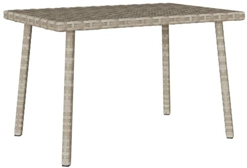 Xichuzi Garten-Couchtisch Rechteckig Hellgrau 60x40x37 cm Poly Rattan, Balkontisch, Terrassen Tisch, Terrassentisch, Esstisch Garten, Gartentisch, Gartenesstisch, Gartenmöbel -4104054
