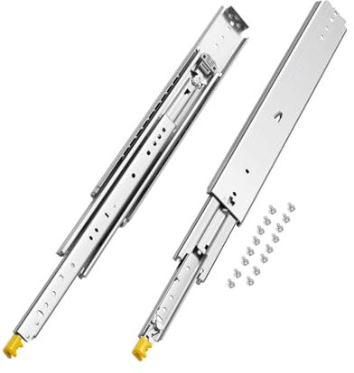 VEVOR 1 Pair Full Extension Drawer Slides 18 20 22 28 30 32 36 38 40 44 48 52 56 60 in, 500 lbs Load Capacity Locking Drawer Slides, Ball Bearing with Lock Side Mount Drawer Slide Rail