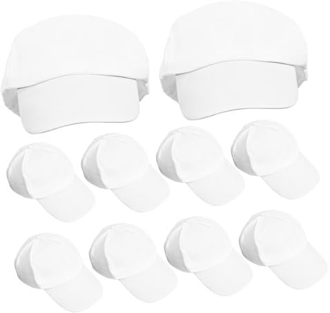 Toddmomy DIY Blanko-Hüte Aus Weißer Baumwolle Zum Bemalen Für Kinder Jugendliche Und Erwachsene – Baseballkappen Zum Basteln Sonnenschutz Partydekoration 10Er-Pack Einfache Kappen (52–55