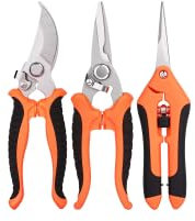3 Stück Garten Gartenschere Astschere Professionelles Blumen Bäume Set aus rostfreiem Edelstahl für Rosen, Äste, Hecken, Obst, Gemüse, Bonsai Schere, Gartenarbeit Werkzeug (Orange)