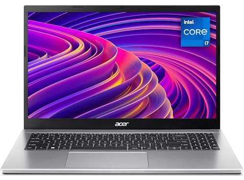 Acer Aspire 3 A315-59 Laptop - Intel Core i7-1255U, 16GB, 512GB SSD, Integrated Graphics, 15.6-inch FHD IPS, Windows 11, Silver (Renewed)
