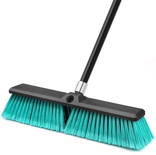 TidyBliss Scopa da Esterno Resistente da 45 cm, Spazzolone per Pavimenti Esterni con Setole Rigide e Manico Lungo 160 cm per Garage, Giardino, Cortile, Terrazza, Strada, Magazzino, Vialetto (Verde)