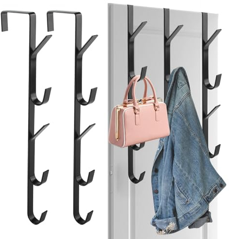 LEIMEND 5 Pcs Porte Manteau Pour Porte Vertical Crochet de Porte Robustes | Crochet de Portail en Acier au Carbone Gain de Place Pour Suspendre des Vêtements des Sacs des Chapeaux
