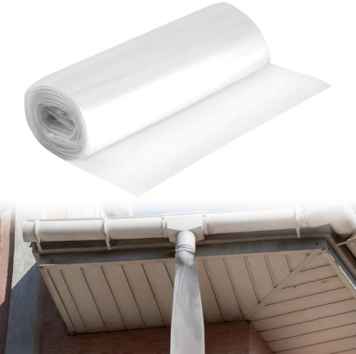 Dachrinnenschlauch 20 cm × 10 m, PE Fallrohr Schlauch, Schlauchfolie | Provisorium Fallrohrersatz Regenrinnenschlauch für Verpackung von Abflussrohren
