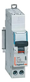 406881 Disjoncteur Legrand 10A unipolaire + neutre DX3 - courbe C - 4,5/6kA - AUTO+VIS - 1 module