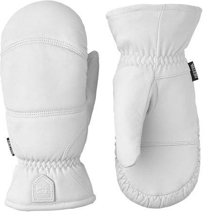 Hestra Mitaines en Cuir Unisexes, moufles de Ski d'hiver en Cuir pour Ski Alpin et Hiver Froid, Blanc cassé, 9