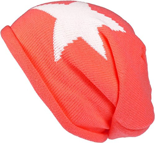 Harrys-Collection Strickmütze mit großem Stern in 6 Farben, Farben:orange