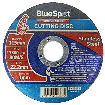 Bluespot Metal Cutting Discs 1 mm Ultra Thin 4 1/2 115 mm from Steel 50 Pack