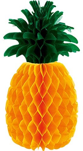 PARTY DISCOUNT Tischdeko Hawaii Ananas, Wabenpapier, 21,5 cm