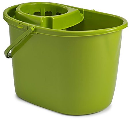 Whitefurze 15Lt Durable Plastic Mop Floor Cleaning Bucket w/ Detachable Strainer in Choice of Colours (Lime Green)