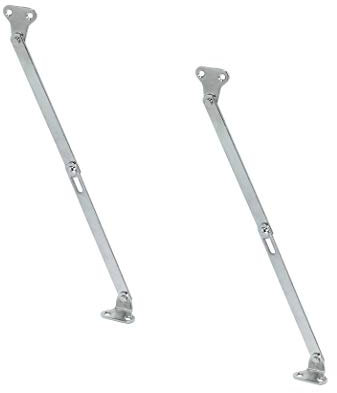 Gedotec Charnière Pliante Porte Rabat - Support Rabattable en metal pour Meuble en Bois - Equerre en Acier Nickelé pour Porte de Placard et Coffre avec Plaque et Guide - 150 mm - Jeu de 2