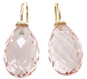 Quarzglas-Ohrringe rosa Tropfen Bügel Sterling-Silber vergoldet Handarbeit Heide Heinzendorff festlich elegant Geschenk