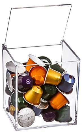 D‘CASA - Kapselhalter aus Acryl, Transparent, für 13 Dolce Gusto-Kapseln oder 40 Nespresso-Kapseln