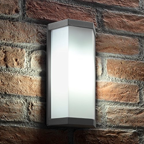 Auraglow Modern Outdoor Garden Wall Light 5W LED, Cool White | Aluminium fitting with diffuser, 40W equivalent bulb included, weather resistant, for porch and house front