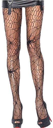 MAKFORT Netzstrumpfhose Schwarz Spinne Strümpfe Spitze Strumpfhosen Halloween Kostüm Damen Sexy Net Strümpfe Halloween Fishnet Tights