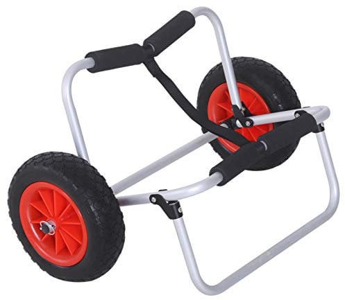 HOMCOM Kanuwagen klappbar bis 90 kg Alu Transportwagen Kajakwagen Bootswagen mit Gurt Räder gepolstert Surfwagen Kanuwagen Bootstrailer Trolley für Surfbrett Board Schlauchboot