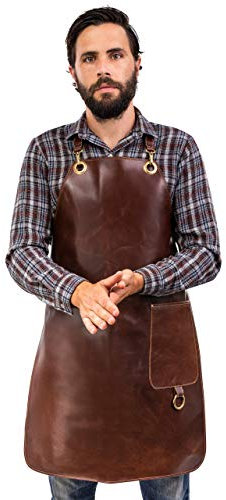Angus Stoke Premium Lederschürze Paul - Vollleder Grillschürze - Vintage Leder Schürze BBQ & Küche Paul (XXL-XXXL)