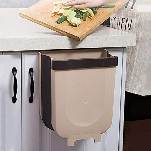 Akls Petite poubelle suspendue pliable pour porte de placard de cuisine, maison, jardin, bureau, école, cuisine, salle de bain, placard de séparation, 8 l