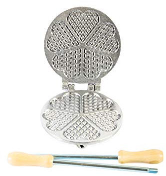 Stampo con 5 cuori per Ferratelle e Waffles in alluminio, rotondo profondo