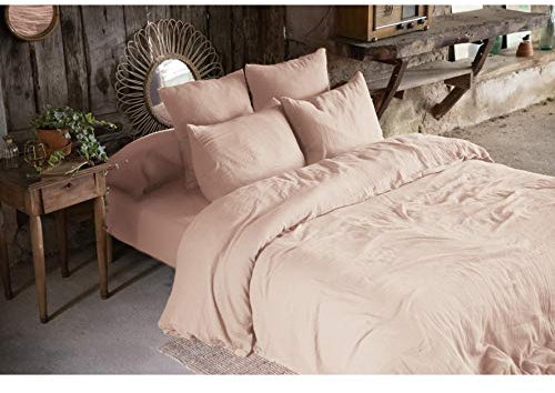 Pack Double Gaze de Coton Housse de Couette 260 x 240 cm + 2 taies d'oreiller 60 x 60 Rose Rose