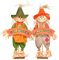 HEITMANN DECO Vogelscheuche mit Willkomennsschild - 2er Set - Deko-Aufsteller - Natur - zum Hinstellen - orange, grün, 23 x 7 x 40 cm
