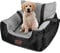 GoFirst Dog Car Seat for Small Dogs or Cats, Pet Booster Seat Travel Car Bed with Storage Pocket and Clip-On Safety Leash, Waterproof Warm Plush Dog Car Safety Seats,Black