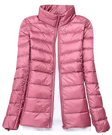 Leichte Daunenjacke Damen Steppjacke Leichter Daunenmantel Damen Stepp Winter Daunen Winterjacke Damen Leicht Ultraleichte Dünne Steppjacken Frauen Federleichte Softdaunenjacke Übergangsjacke Rosa M