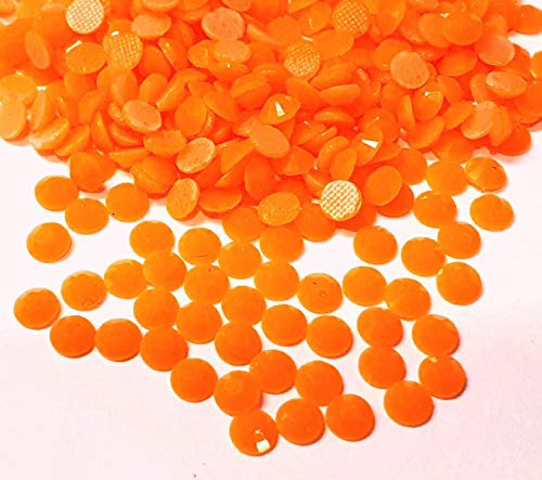 Perlin Hotfix Steine Set 5mm,Resin zum aufbügeln, 400stk, Epoxy Neon Farben, SS20, Hotglue, Glitzersteine Perlen, Hotglue Halbperle (Orange)