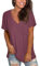 MOLERANI Femmes t-Shirts Simples Hauts décontractés Coupe Ample à Manches Courtes t-Shirts vin Rouge XL