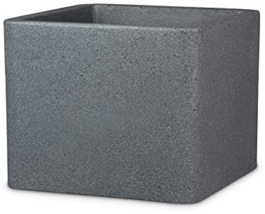 Scheurich Alea 30, Pflanzgefäß/Blumentopf/Pflanzkübel, quadratisch, Farbe: Schwarz-Granit, hergestellt mit recyceltem Kunststoff, 10 Jahre Garantie, für den Außenbereich