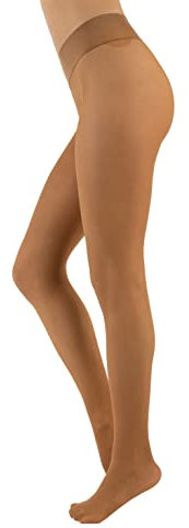 CALZITALY Medias Sin Costuras, Pantimedias Invisibles, Pantys Transparentes | 15 DEN | Natural, Negro, Azúl, Verde, Rosa, Rojo, Lunares | S, M, L, XL, XL | Made in Italy (S, TAN)