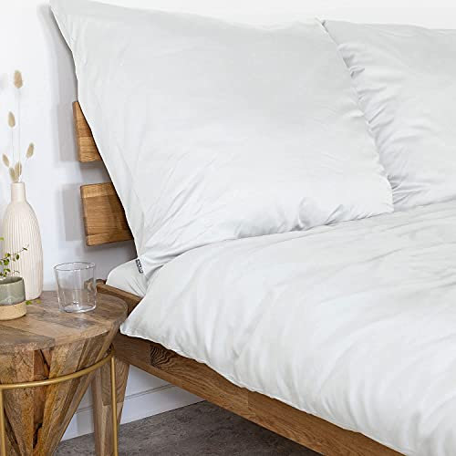 AGAPIE - Bambou Lyocell Taie d'oreiller 80x80 cm - Blanc, 100% Bio Oeko-Tex 100, pour Personnes allergiques, antibactérien, Respirant, Anti-Odeur, particulièrement Doux