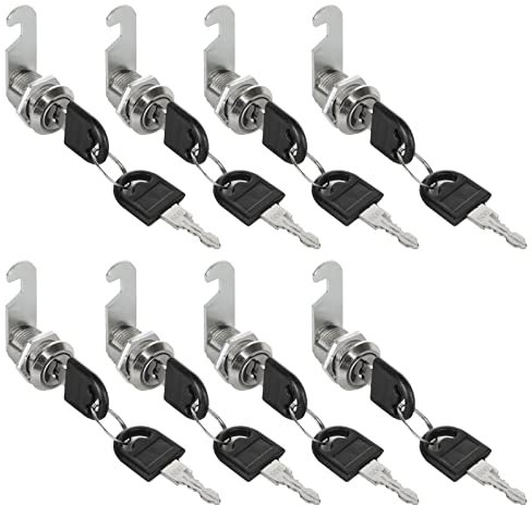 GOYADA Lot de 8 Serrure Batteuse Cylindre, 16mm Serrure Boite aux Lettres, Verrou de Porte pour Armoire, Serrure Armoire Metallique pour le Meuble, la Placard, avec 2 Cles Chacun