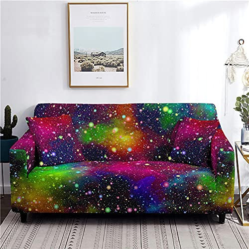 Schonbezug Sofahusse - Stretch Sofabezug Bunter Sternenhimmel Bedruckte Elastische Couch Schonbezüge Universal Sofabezug Weich Waschbar 1 2 3 4 Sitzer Möbelschutzbezug,Style1,4 Sitzer 235,300Cm