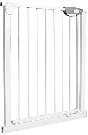 YUENFONG Türschutzgitter Treppenschutzgitter ohne Bohren, 75-85 cm breit Treppengitter Baby Auto-Close Türgitter für Kinder, 180° Zweiwegeöffnung, Weiß