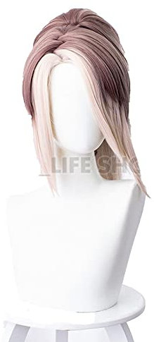 Skin K/DA Cosplay Wigs Akali Cosplay Headwear Game KDA 45CM Heat Resistant Synthetic Hair Wig+ Cap