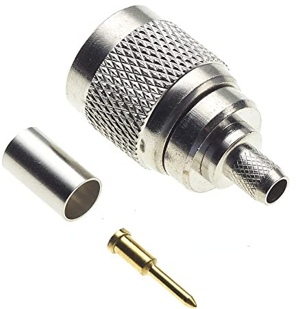 N Male Crimp Type RG59U - Enchufe Tipo N para RG8X RG-8X LMR240, Conector Adaptador Coaxial De RF Niquelado con Pines De Oro Construcción De Latón Mecanizado - Paquete De 2