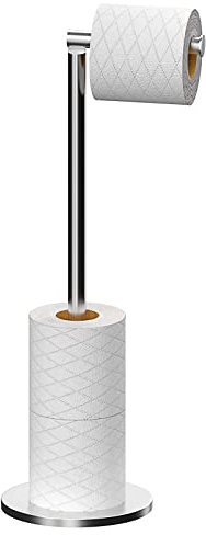 Toilet Roll Holder Free Standing Toilet Paper Holder Stand with Reserve, Stainless Steel Anti Rust Freestanding Toilet Tissue Roll Dispenser Holds 3-4 Paper Rolls, Bathroom Storage (Silver A)
