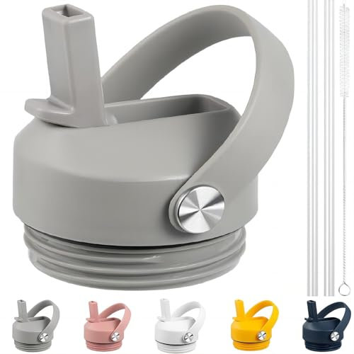 Straw lid for Yeti Rambler 18 26 36 64 oz, Lid with Straws and Flexible Handle, Replacement Cap for Yeti 18oz 26oz 36oz 64oz Rambler Water Bottle Straw Cap, Sharptail Taupe