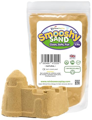 Rainbow Eco Play - Magic Play Sand for Kids – Smooshy - 2.5kg - Childrens Eco-Friendly Non-Toxic Natural Coloured Sand - Sensory Magnetic Moon Kenetic Elastic