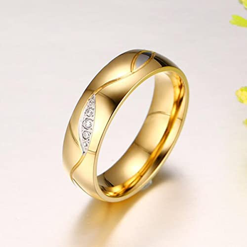 YAHOYA Qualität Zirkonia Paar Ring für Frauen Männer IP Vergoldung Edelstahl Ring Schwarz Titan Ehering Ring Geschenk für Liebhaber