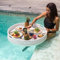 LMYYDES Schwimmende Serviertabletts, Tischbar, 60 cm/80 cm, luxuriöses schwimmendes Tablett für Pool – schwimmendes Pool-Tablett, Rattan-geflochtenes Serviertablett für Pool mit Griffen,White60cm