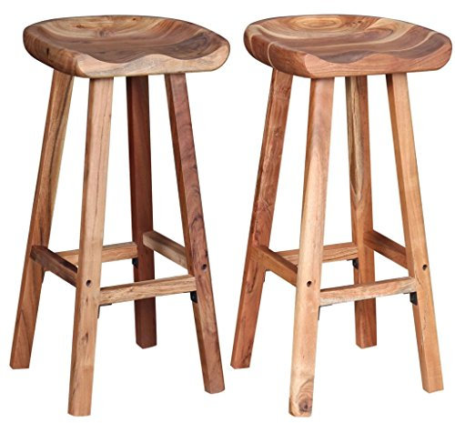 LAPOOH Taburetes de Cocina 2 Unidades Madera Maciza de Acacia, Taburetes Altos De Cocina, Banquetas Cocina, Sillas Altas De Cocina, Bar Stool, Mueble Bar Taburete 244247