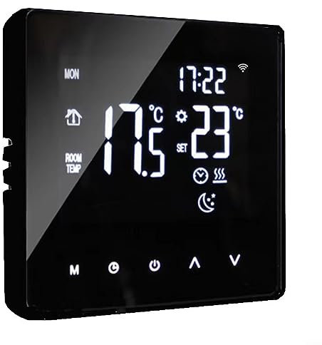 Oniissy Smart für tuya Thermostate für Elektrische Fußbodenheizung Programmierbar Raumthermostat Fussbodenheizung Kompatibel Home Sprachsteuerung Und Smart Life-App Fernbedienung, 3A schwarzes