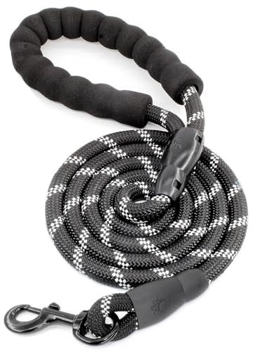 Alouweekuky Laisse pour Chien 3m/1.2cm - Longe Réfléchissante et Solide pour Chiens de Taille Moyenne et Grande (Noir, 3m)