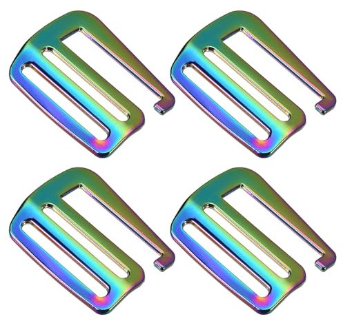QUARKZMAN Ganci in Metallo a forma G, 4pz 1,5 (38mm) Fibbia Scorrevole Regolabile a Onda con Gancio a G per Cinghie Zaino, Multicolore