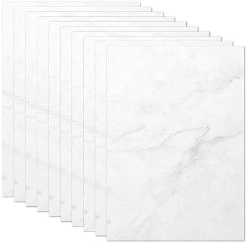 50x Briefpapier DIN A4 beidseitig bedruckt - Blanko Briefpapier Set zum Beschriften und Bedrucken für Hochzeit, Geburtstag, Einladungen (A4, Marmor)