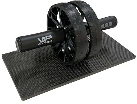 VIP Rota Bauchmuskel-Rad für Krafttrainingsgeräte, Bauchmuskeltrainer, Sit-Up-Trainingsrad für Zuhause, Fitnessstudio, mit extra dicker Kniepolster-Matte, Bauchtrainer mit Doppelgleiträdern für