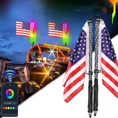 AMeLL Fouets LED, fouets Lumineux avec télécommande, lumière de Danse/Chasse RGB, antenne LED, Spirale (Size : 4FT)